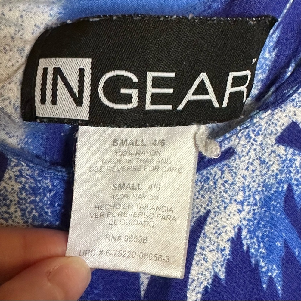 Vintage InGear Blue Floral Sleeveless Dress with Fringe - Picture 5 of 5